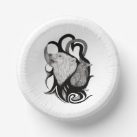 White Wolf with Raven Tribal Art