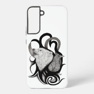 White Wolf with Raven Tribal Art Samsung Galaxy Case