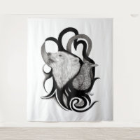 White Wolf with Raven Tribal Art
