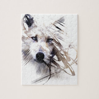 White Wolf wolves animal art Jigsaw Puzzle