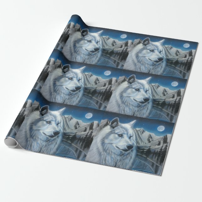 White Wolf Wrapping Paper (Unrolled)