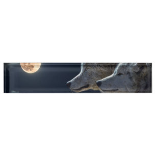 White Wolves in the Full Moon Nameplate