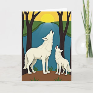 White Wolves Mothers Day Card