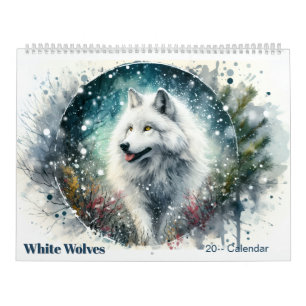 White Wolves Snowy Northern Forest Calendar