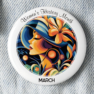 White Women's History Month 6 Cm Round Badge