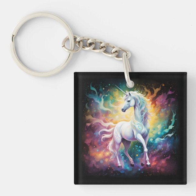 White Wonder: The Spectral White Unicorn Key Ring (Front)