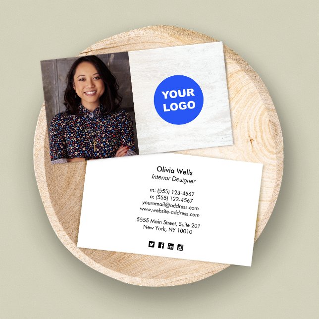 White Wood Add Logo  Photo Card (Creator Uploaded)