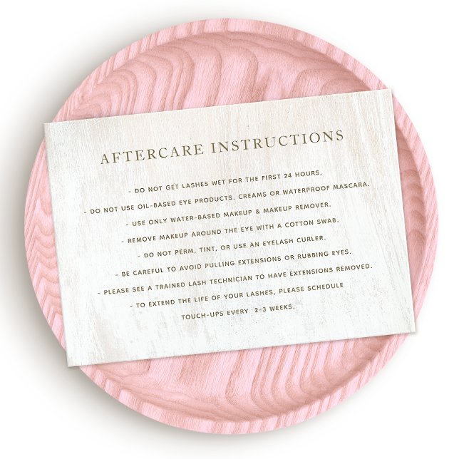 White Wood Aftercare Instructions Business Card (Creator Uploaded)