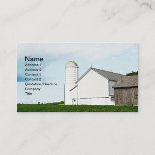 white wood barn and silo business card