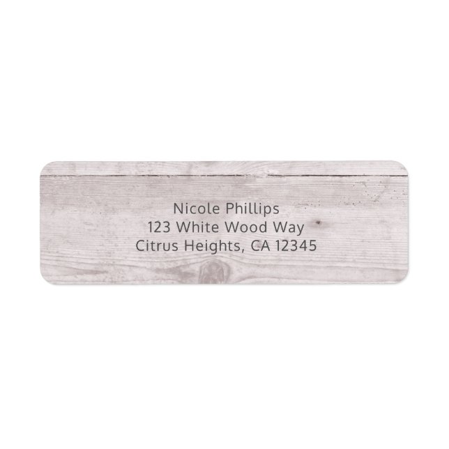 White Wood Beach Rustic Farmhouse Invitation Return Address Label (Front)