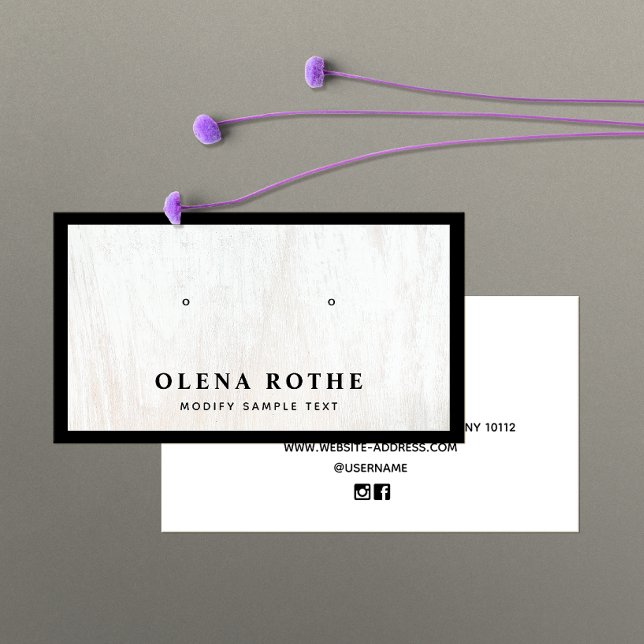 White Wood Black Border Earring Display  Calling Card (Creator Uploaded)