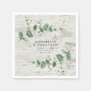 white wood eucalyptus foliage wedding  napkins