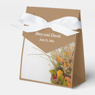 White Wood Fall Flowers Wedding Favour Box