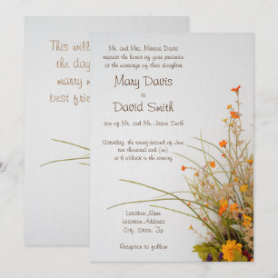 White Wood Fall Flowers Wedding Invitation