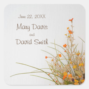 White Wood Fall Flowers Wedding Sticker