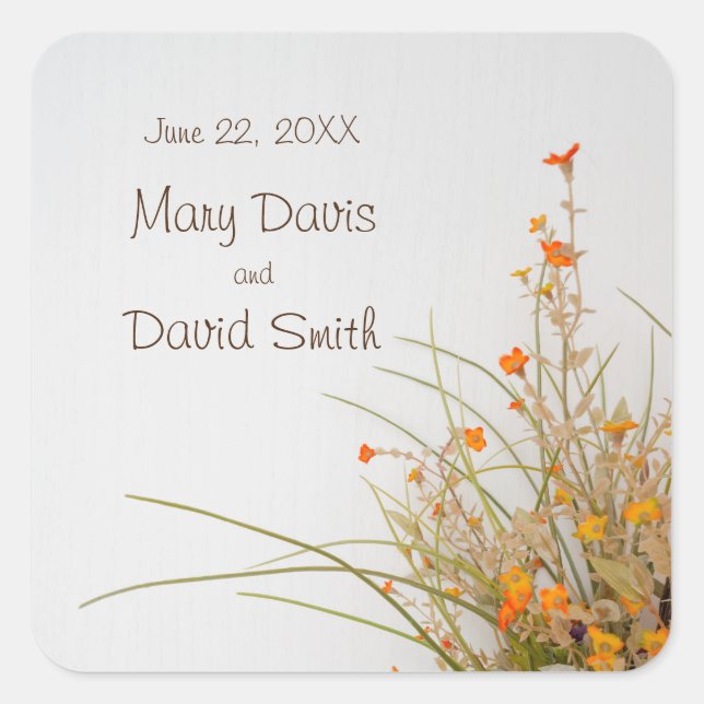White Wood Fall Flowers Wedding Sticker (Front)