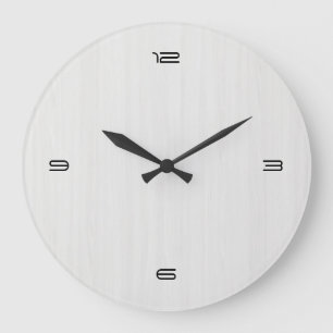 White Wood Grain Texture Large Clock