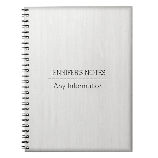 White Wood Grain Texture Notebook (Front)