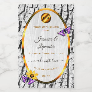 White Wood Grain Tree Bark Product Labels Add Logo