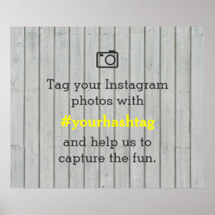White Wood Instagram Photos Hashtag Wedding Sign
