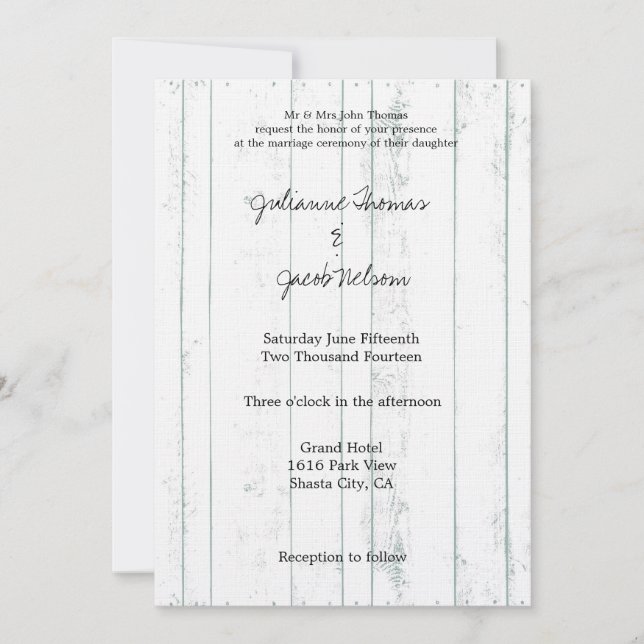 White Wood Invitation (Front)