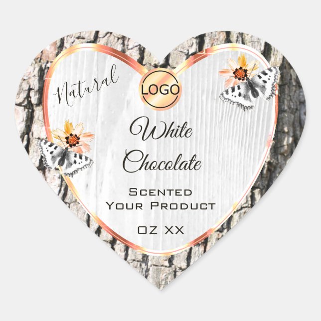 White Wood Rose Gold Frame Product Label with Logo (Front)