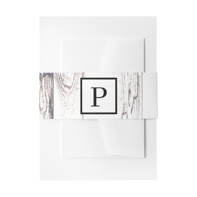 White Wood Rustic Farmhouse Country Wedding Invitation Belly Band (Front Example)