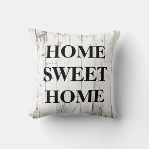 White Wood Rustic Farmhouse Home Sweet Home Cushion