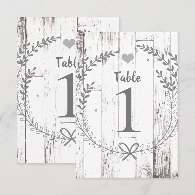 White Wood Rustic Wedding Table Number Seating (Front/Back)