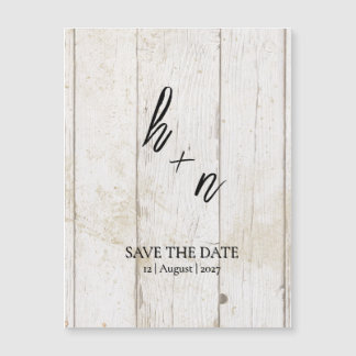 White Wood Save the Date Minimalistic Initials