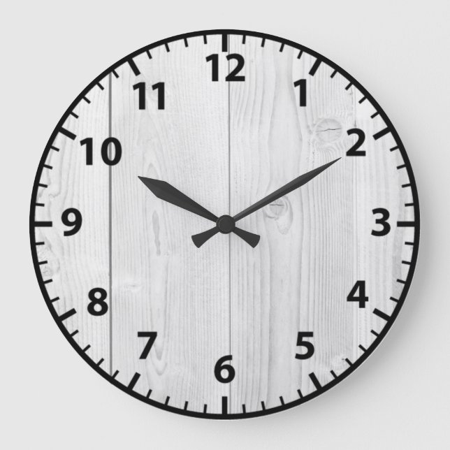 White Wood Shabby Chic Acrylic Wall Clock (Front)