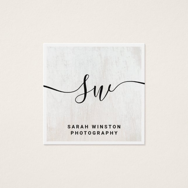 White Wood  Signature Script Monogram (Front)
