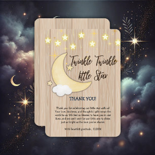 White Wood Twinkle Twinkle Little Star Baby Shower Thank You Card