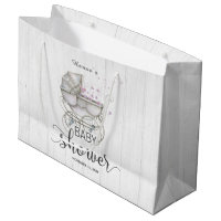 White Wood & Vintage Carriage Girl Baby Shower