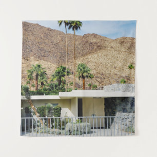 WHITE WOODEN FENCE NEAR GREEN PALM TREE DURING DAY TAPESTRY