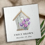 White Wooden Rustic Purple Tulip Floral Birdhouse  Ceramic Tile<br><div class="desc">If you need any further customisation please feel free to message me on yellowfebstudio@gmail.com.</div>