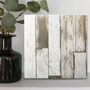 White woodgrain rustic western country barn wood ceramic tile