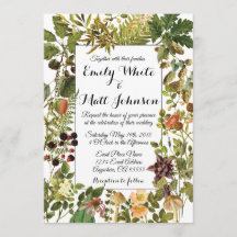 White Woodland Floral Wedding Invitation