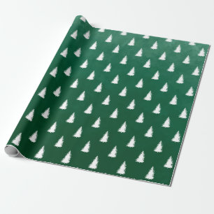  White Woodland Forest Spruce Trees Wrapping Paper