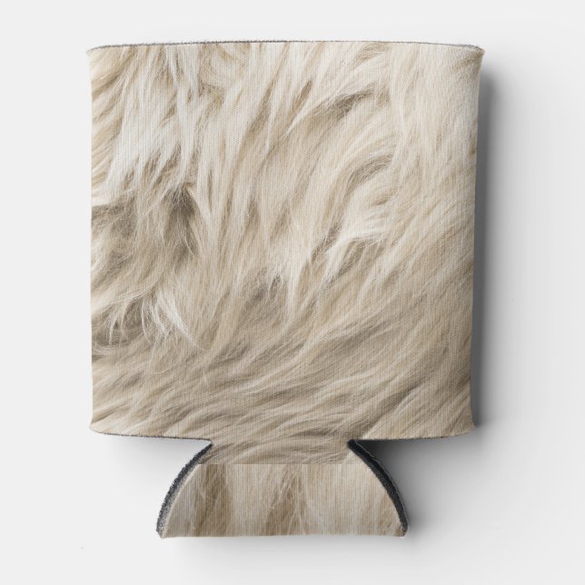 White Wool Fluffy Texture Background Can Cooler (Front)