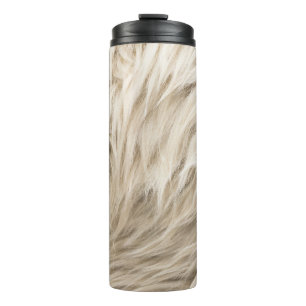 White Wool Fluffy Texture Background Thermal Tumbler