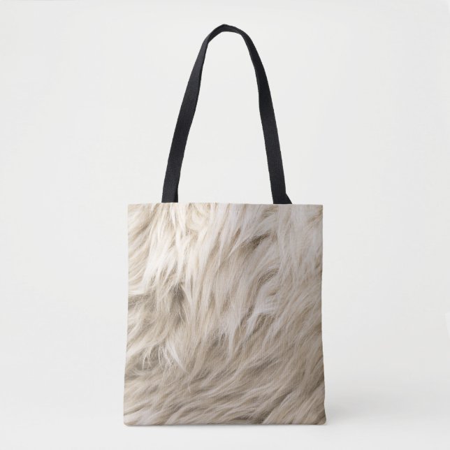 White Wool Fluffy Texture Background Tote Bag (Front)