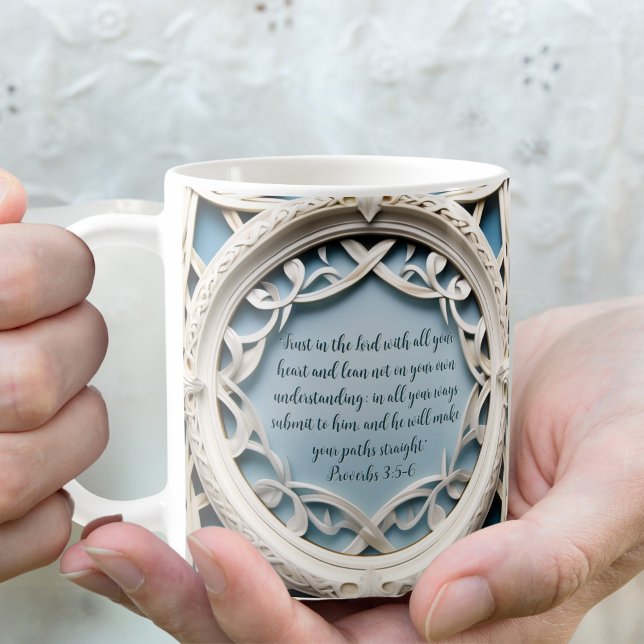 White Woven Frame Customisable Verse  Coffee Mug (Creator Uploaded)