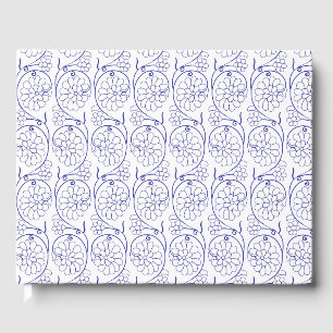 White wrapping paper with a subtle, repeating patt guest book