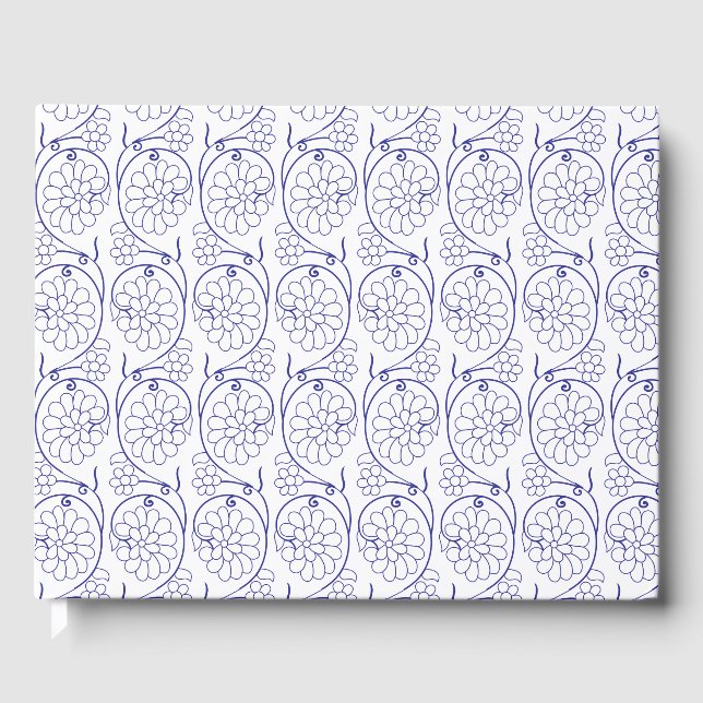 White wrapping paper with a subtle, repeating patt guest book (Front)