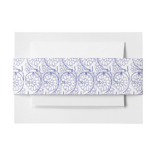 White wrapping paper with a subtle, repeating patt invitation belly band