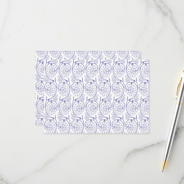 White wrapping paper with a subtle, repeating patt RSVP card (Front/Back In Situ)