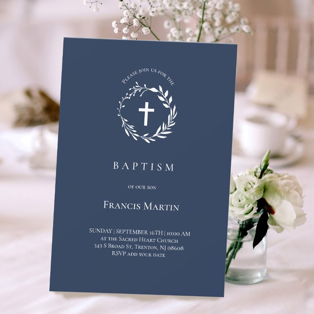 white wreath | Baptism Invitation (Creator Uploaded)