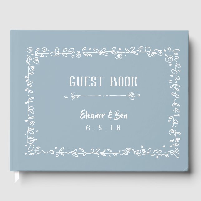 White Wreath Border Guest Book (Front)