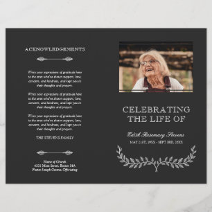 White Wreath Celebration of Life Funeral Program